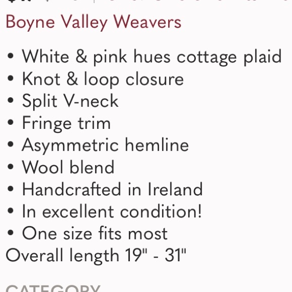 Boyne Valley Weavers Irish Alpaca Wool Plaid Fringe Poncho One Size - Picture 9 of 9